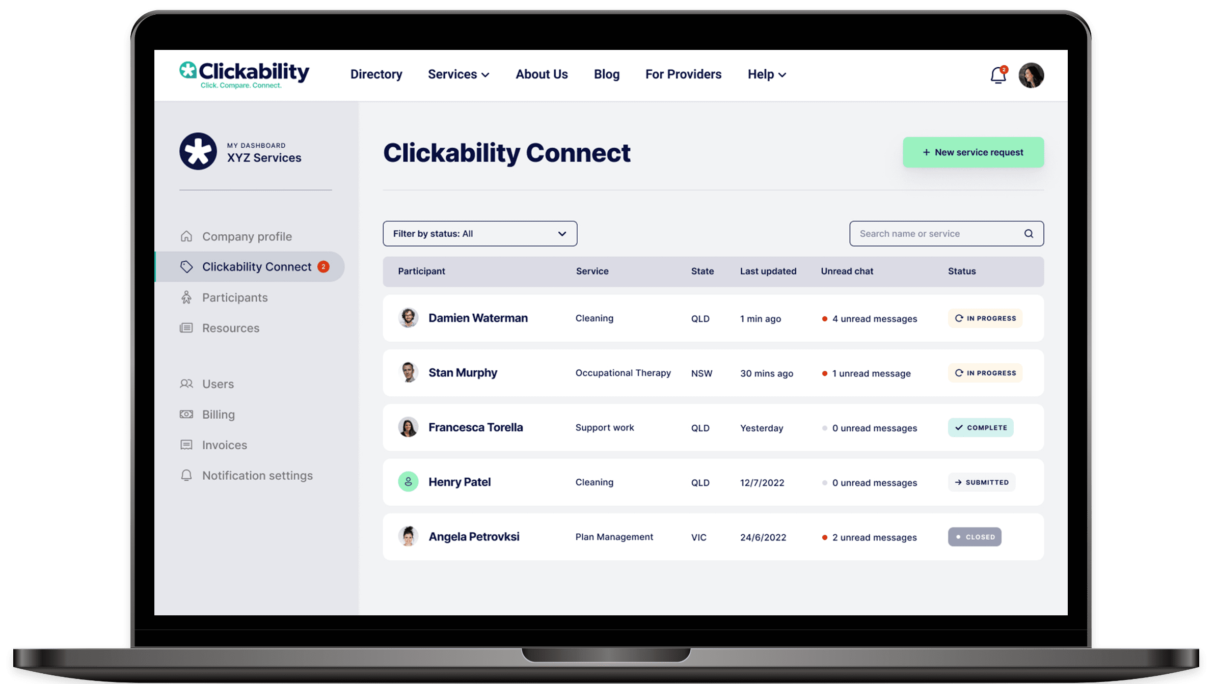 Service Request Dashboard